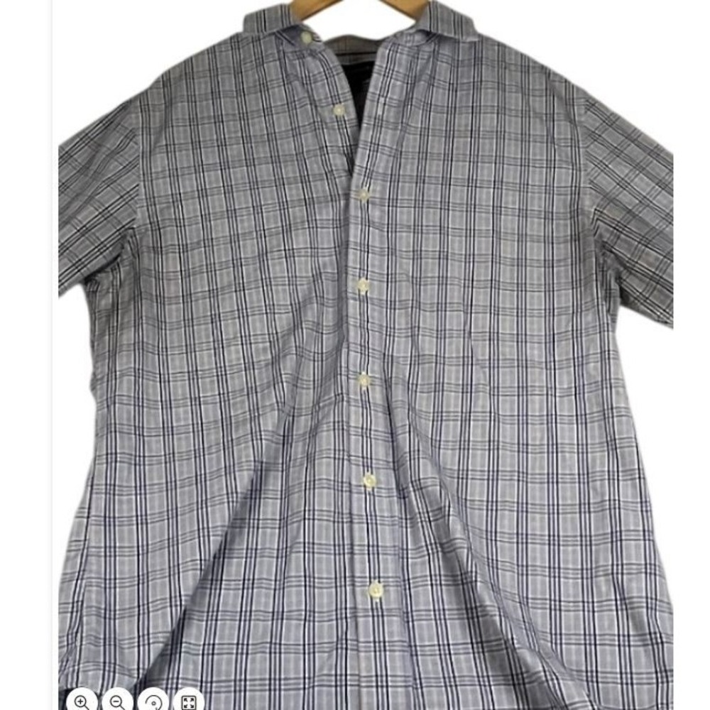 Mens Blue Plaid Long Sleeve Button Down Cotton Shirt Size M 15-15.5 33-34